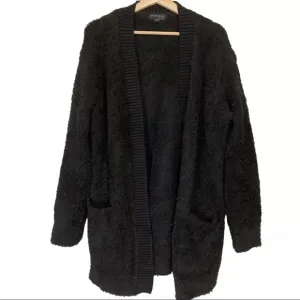 BAREFOOT DREAMS CozyChic Ribbed Knit Trim Cardigan Black  xxl