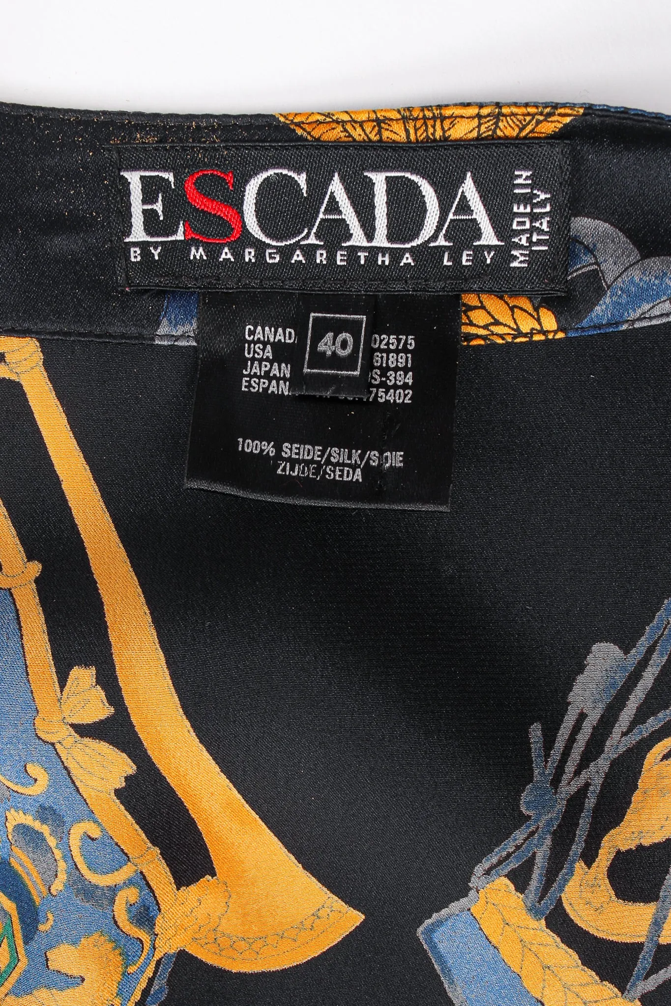 Baroque Leo Flag & Drum Print Silk Blouse