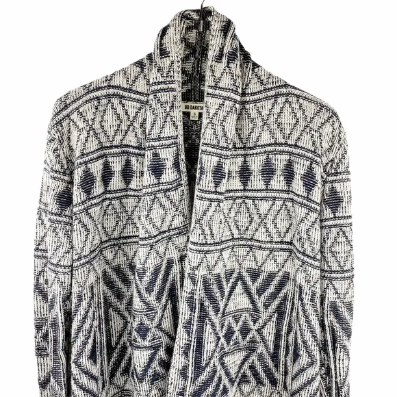 BB Dakota Mandala Aztec Fringe Knit Cardigan Small