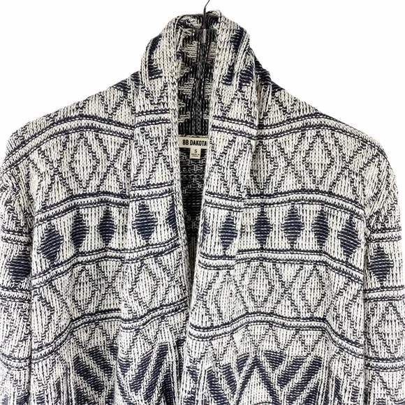 BB Dakota Mandala Aztec Fringe Knit Cardigan Small