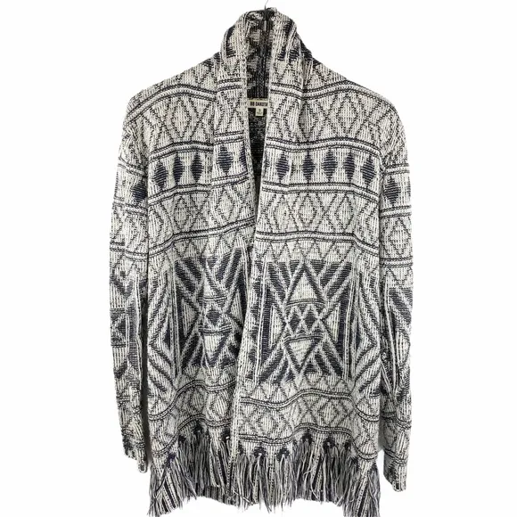 BB Dakota Mandala Aztec Fringe Knit Cardigan Small