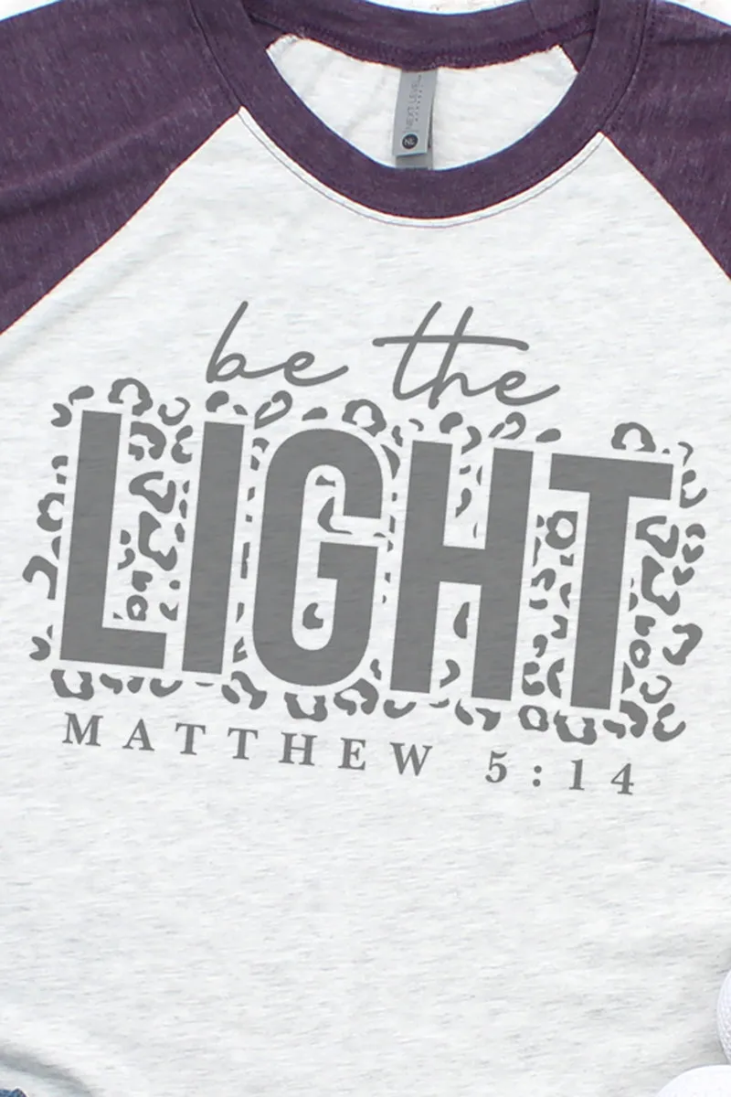 Be The Light Leopard Tri-Blend Unisex 3/4 Raglan