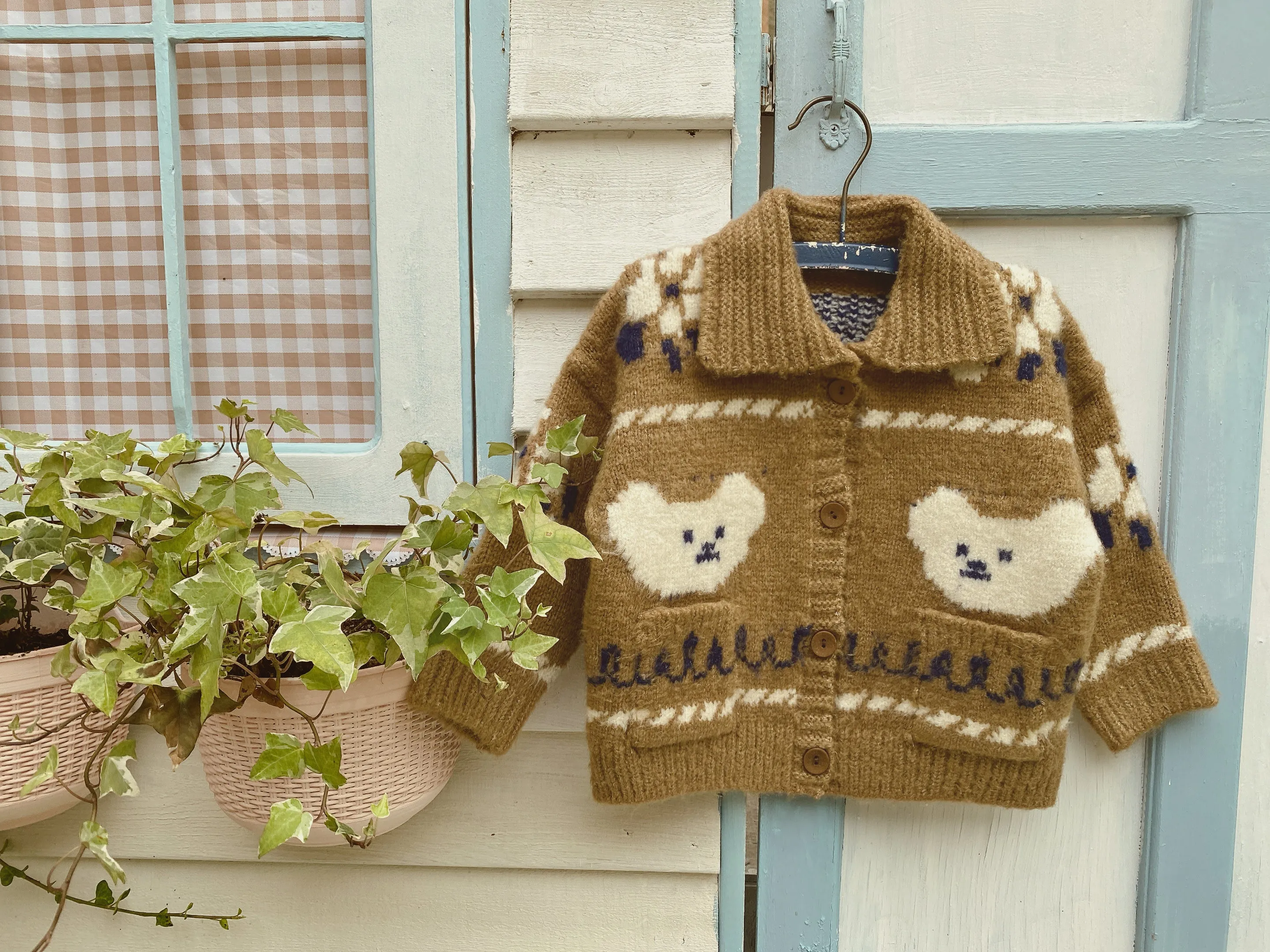 Bear Knit Cardigan, Beige