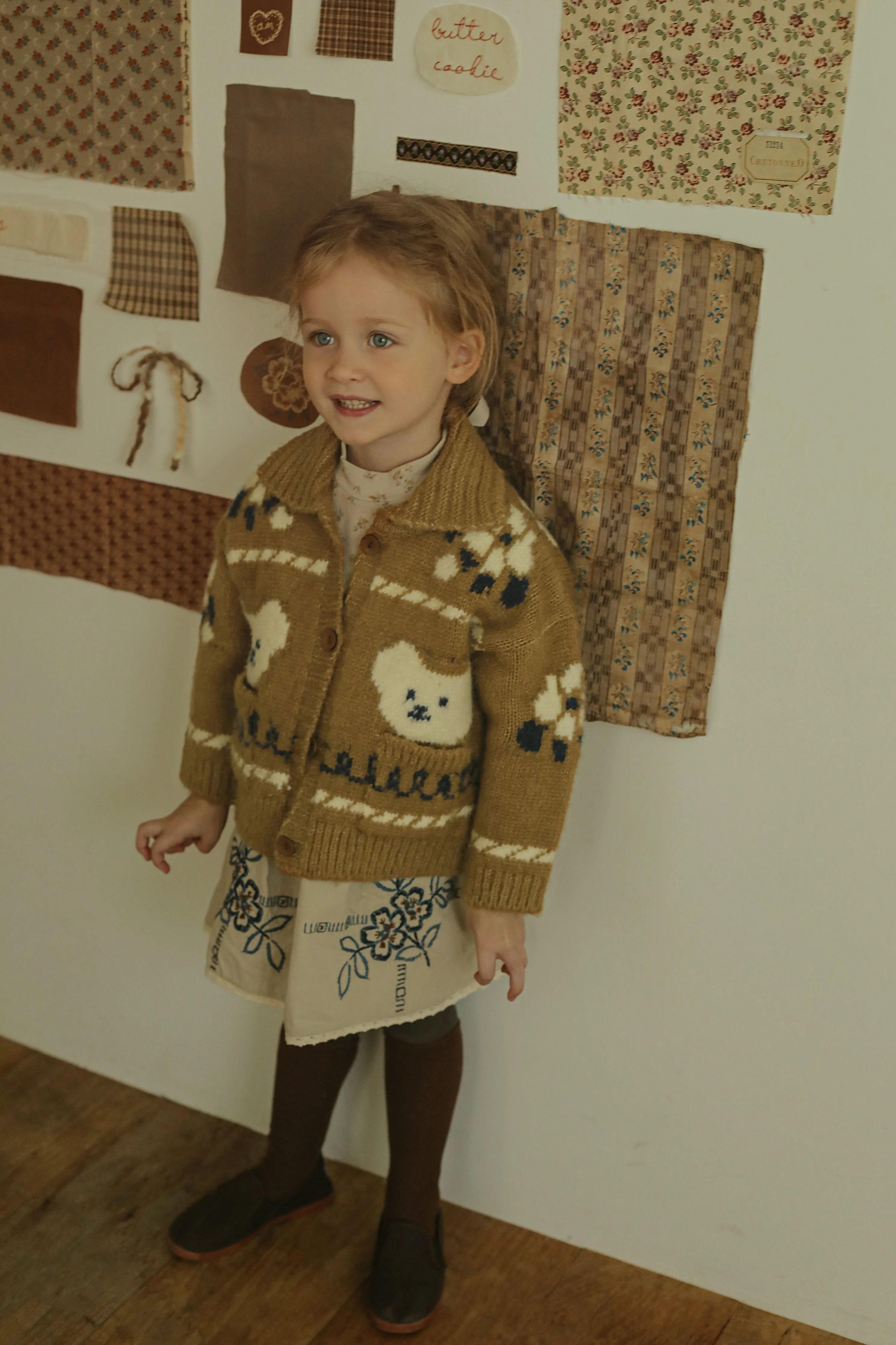 Bear Knit Cardigan, Beige