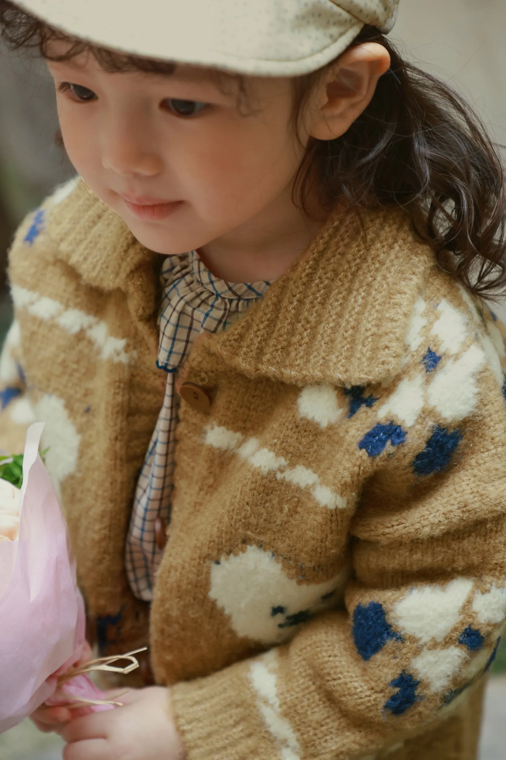 Bear Knit Cardigan, Beige