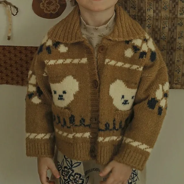 Bear Knit Cardigan, Beige