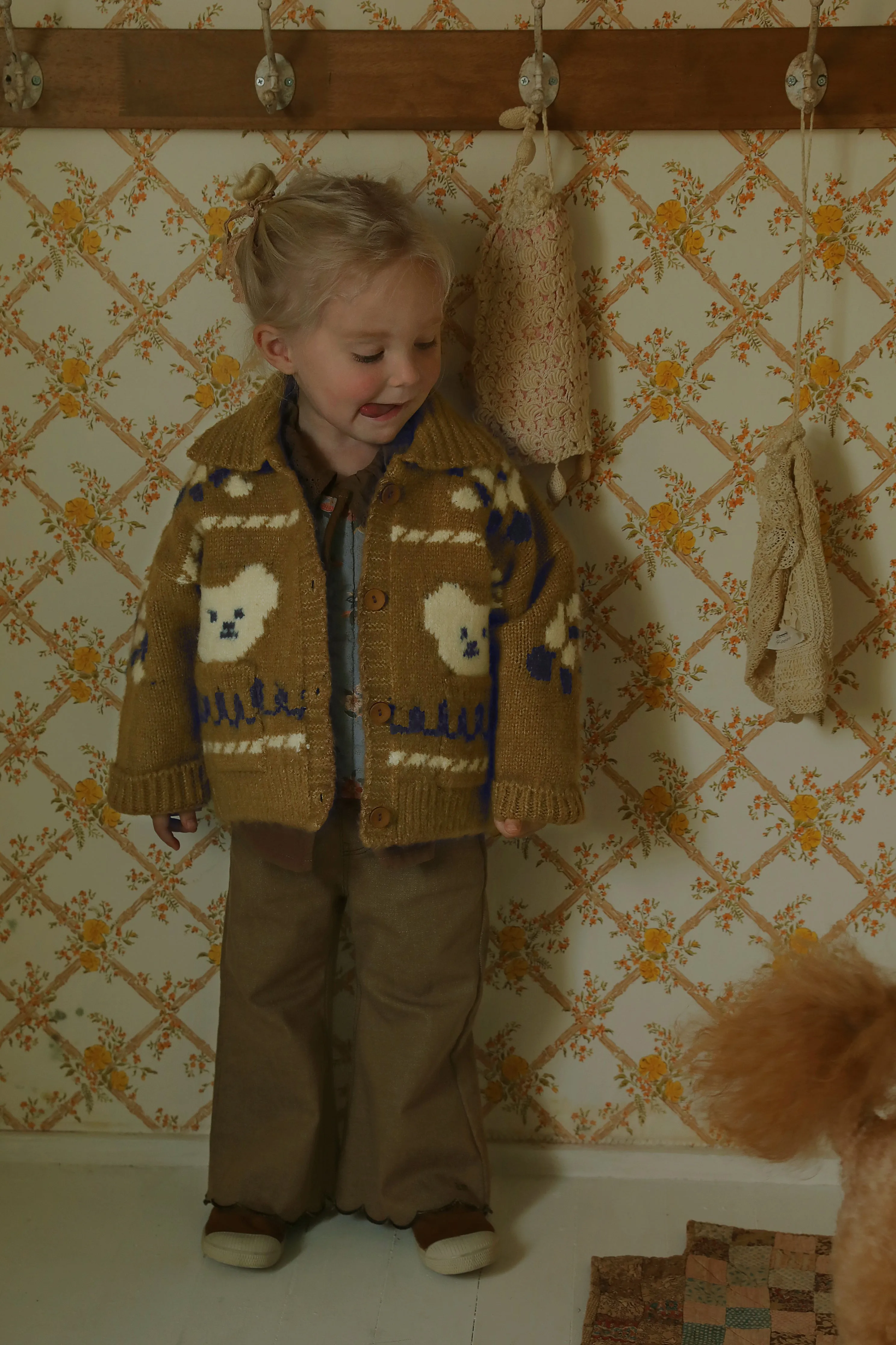 Bear Knit Cardigan, Beige