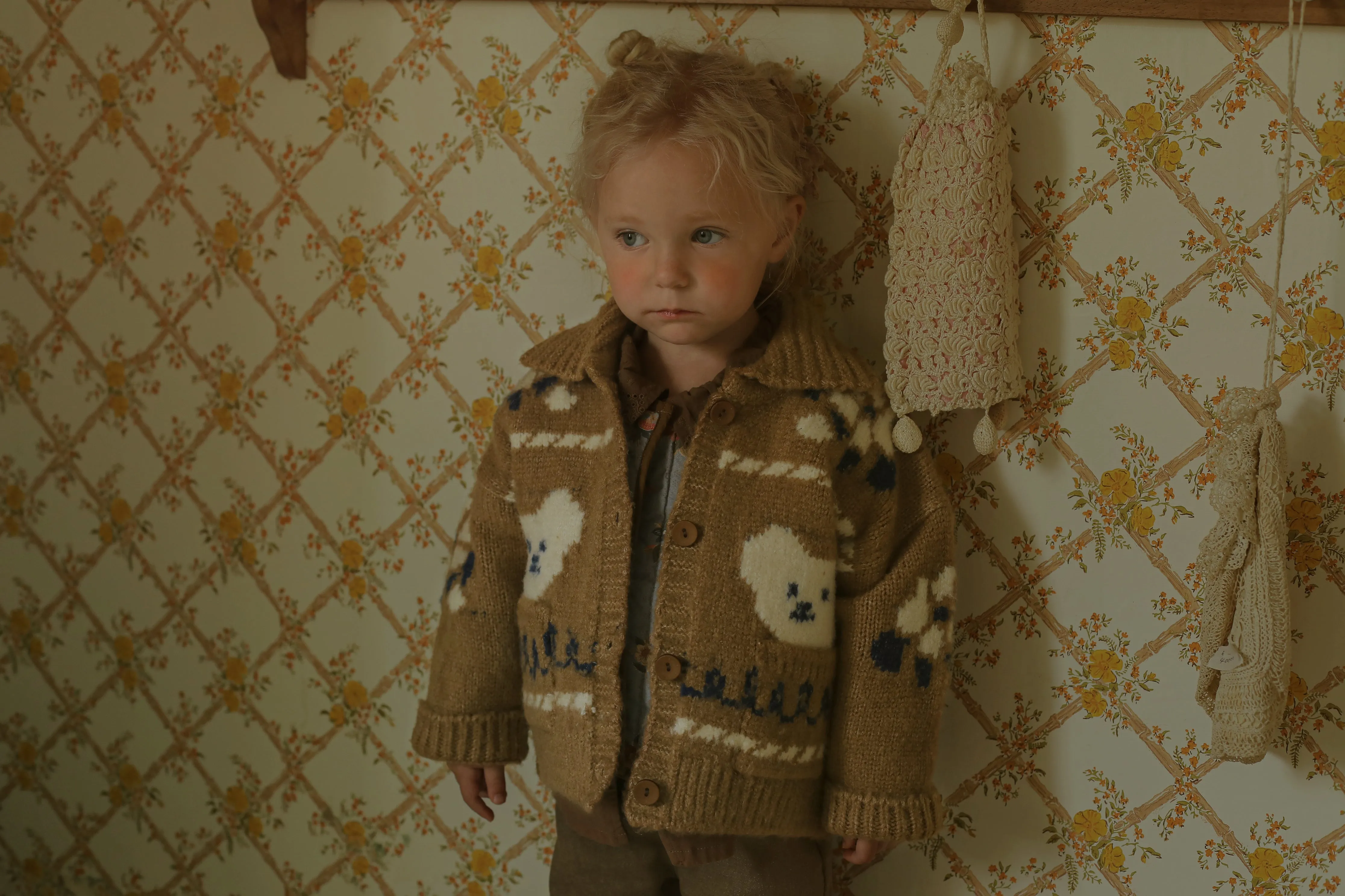 Bear Knit Cardigan, Beige
