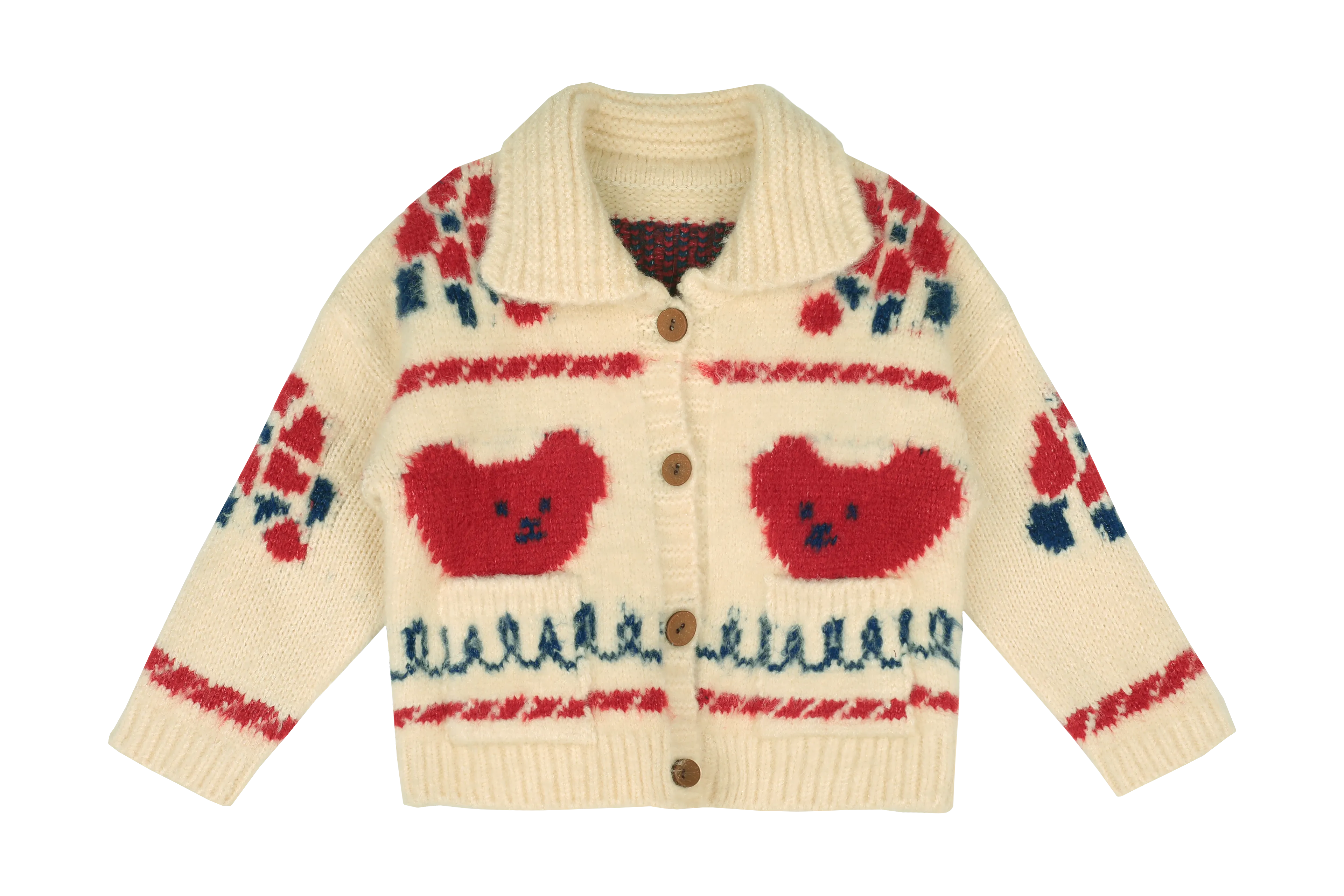 Bear Knit Cardigan, Red