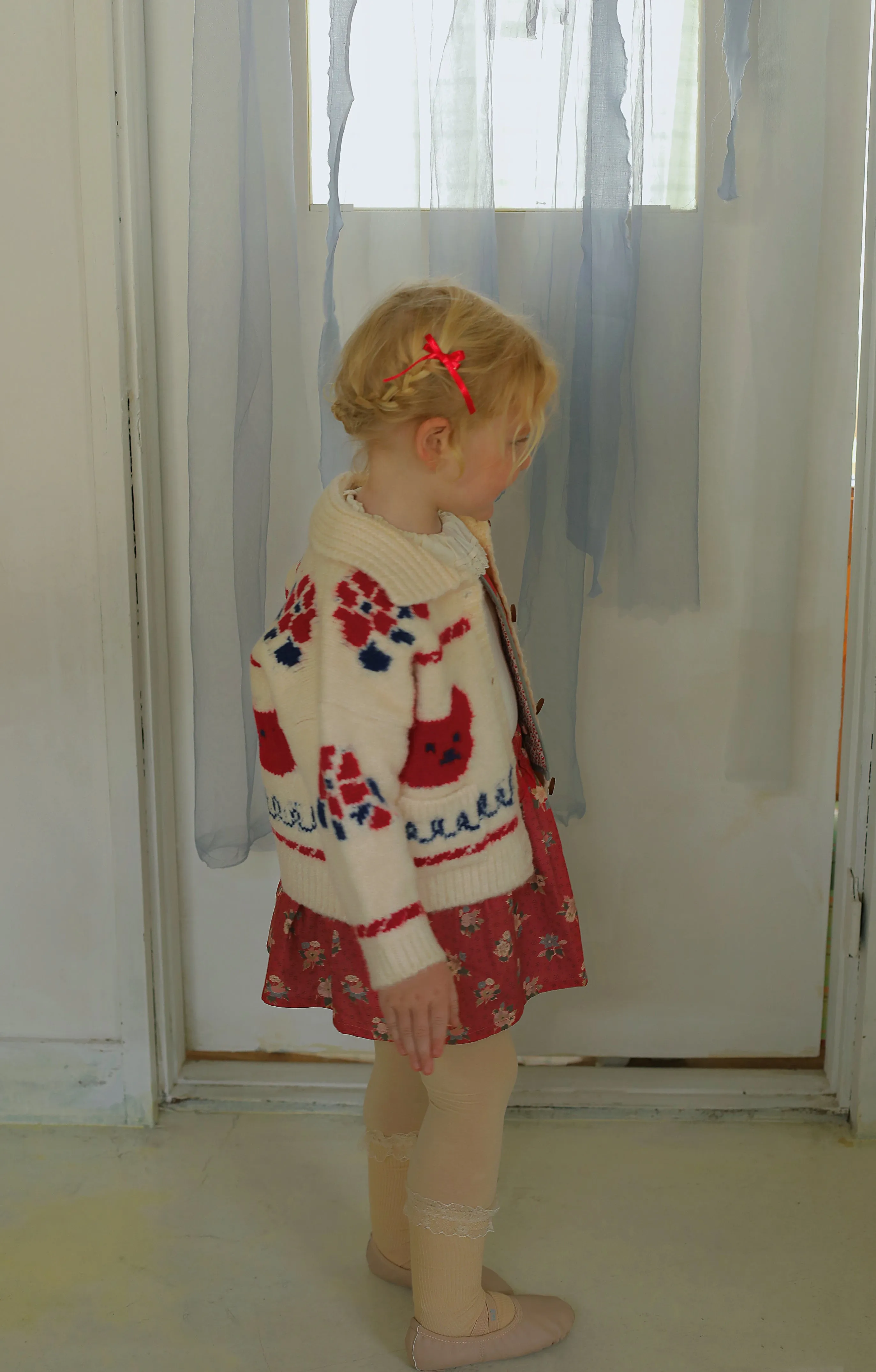 Bear Knit Cardigan, Red