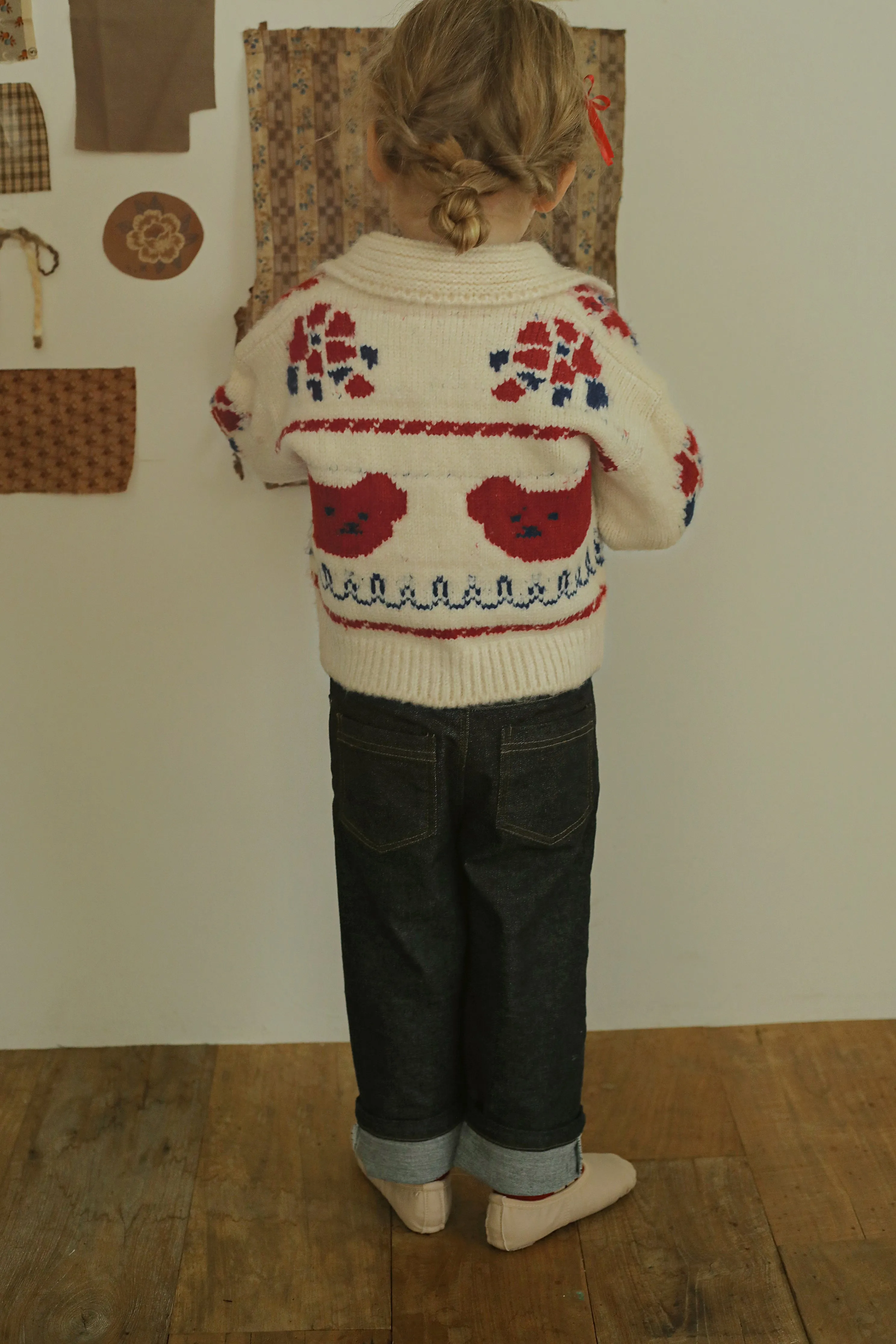 Bear Knit Cardigan, Red