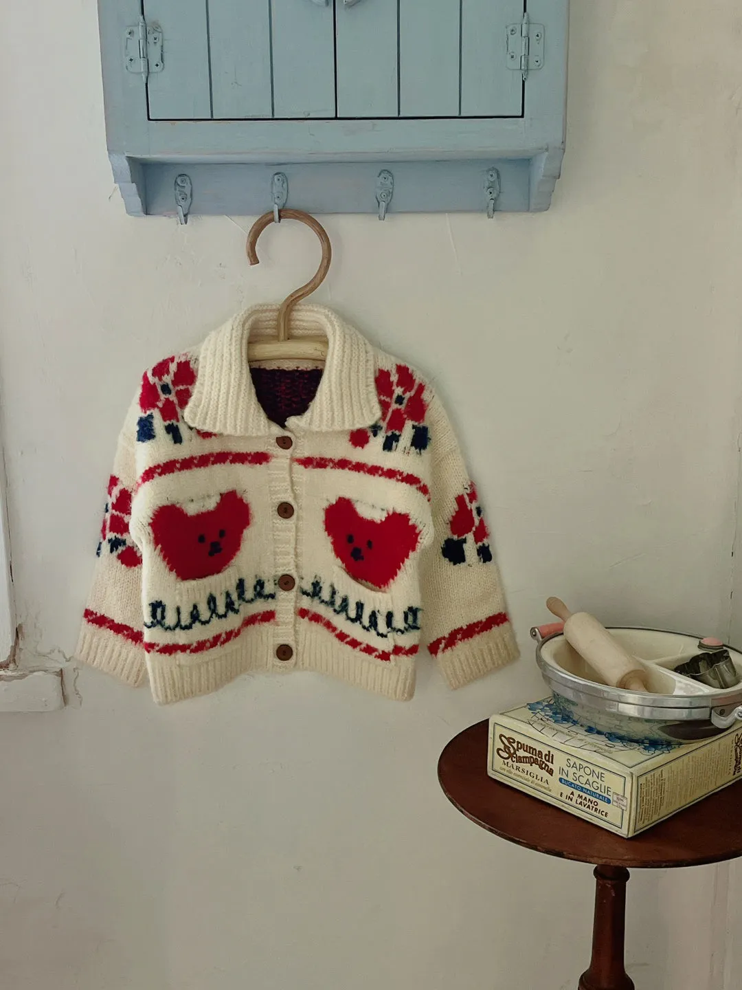 Bear Knit Cardigan, Red