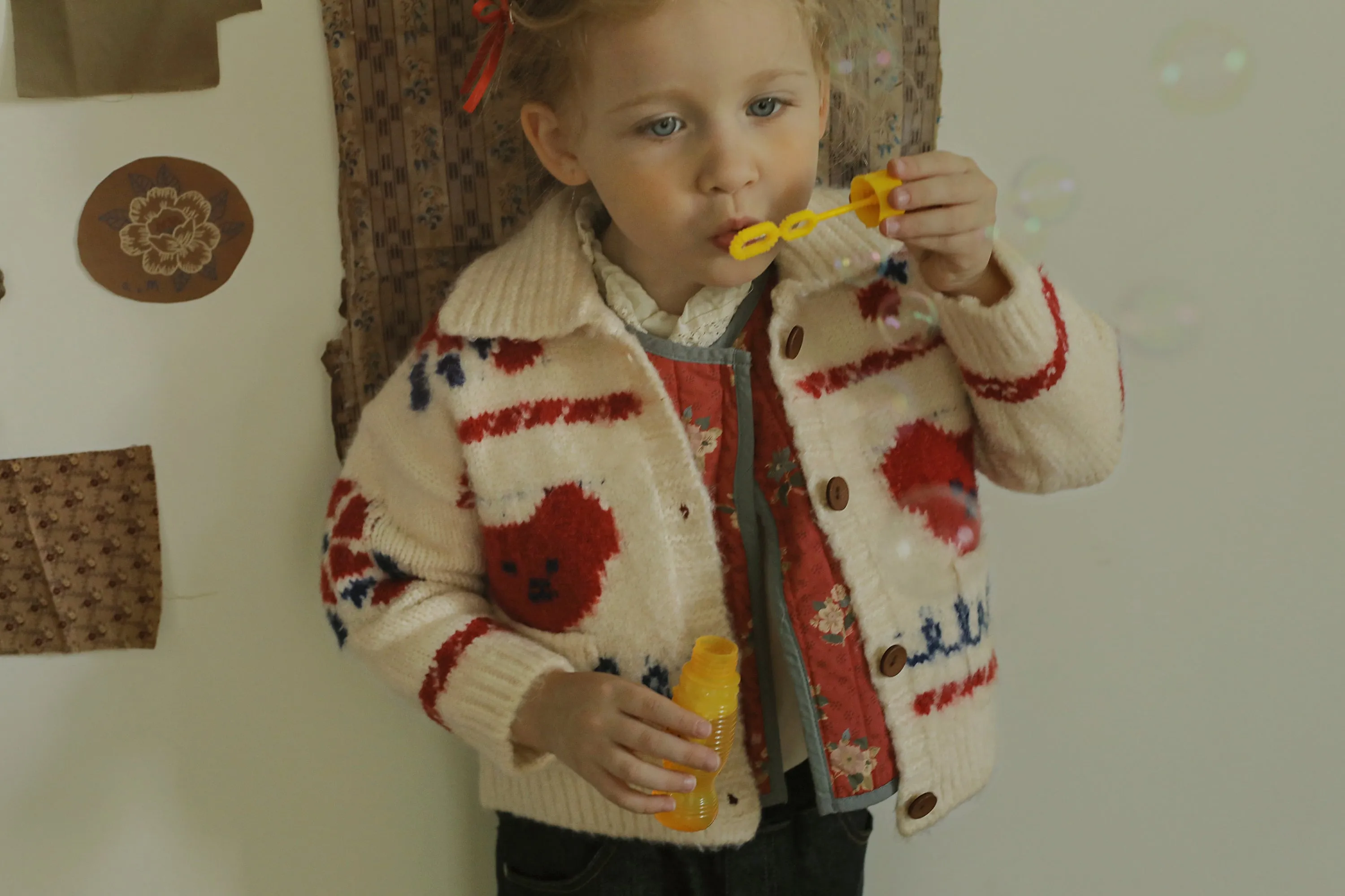 Bear Knit Cardigan, Red