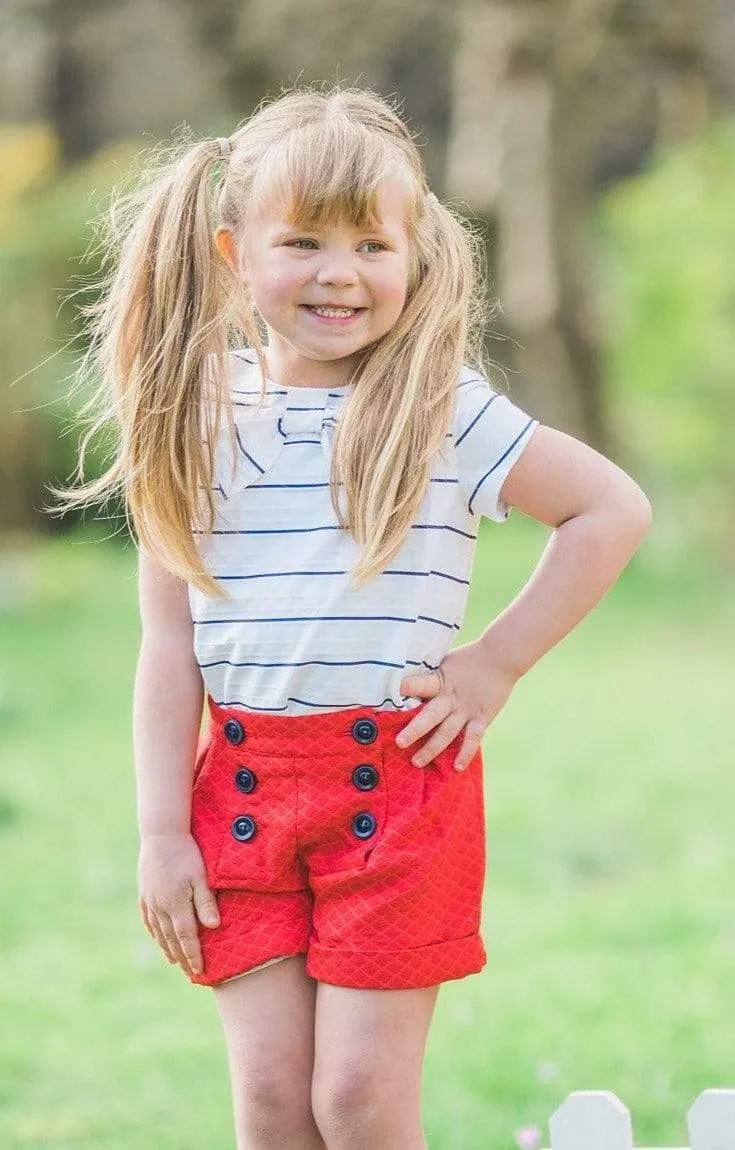 Beatrice: Navy stripe blouse