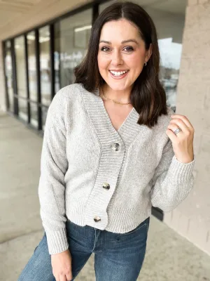 Beige Button Sweater Cardigan