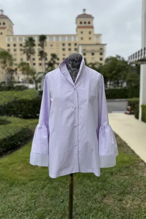 Bella Striped Cotton Blouse in Lavender