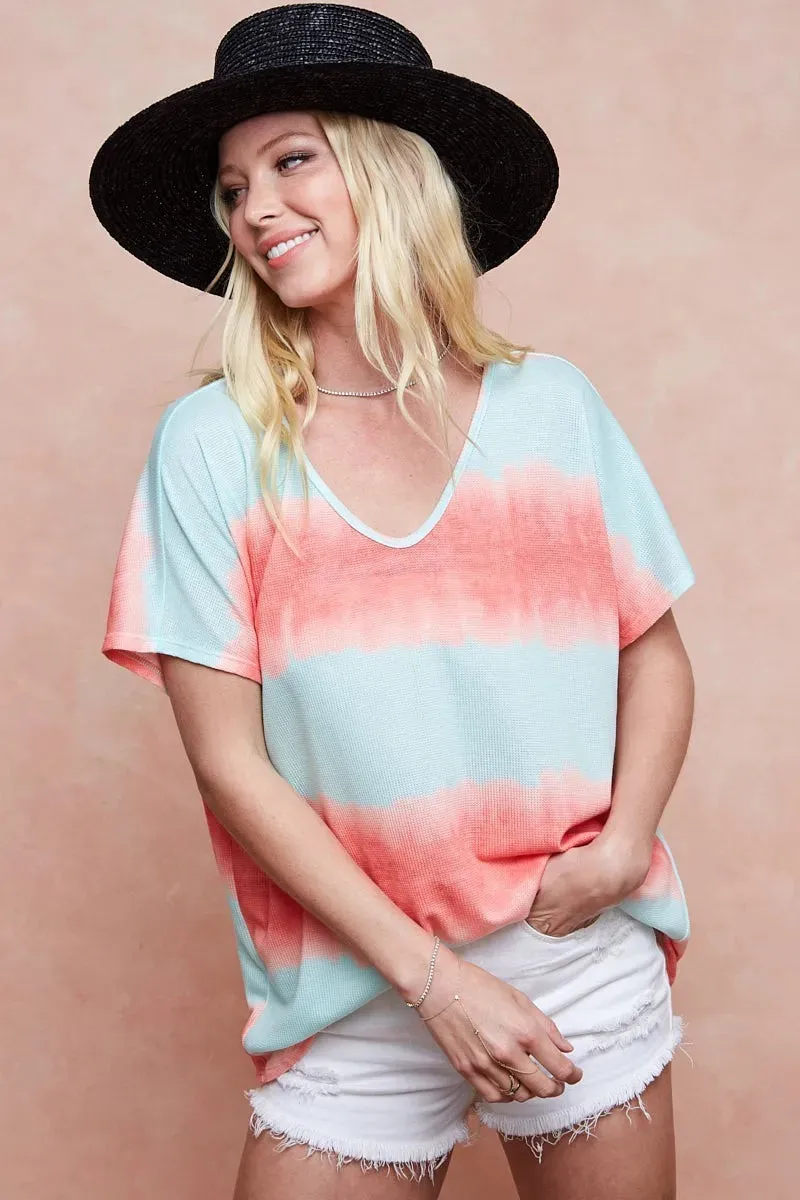 BiBi Tiedye Printed Hacci Knit Top