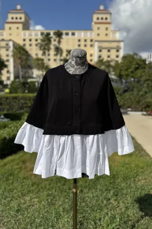 Black Cardigan with Shirting Detail