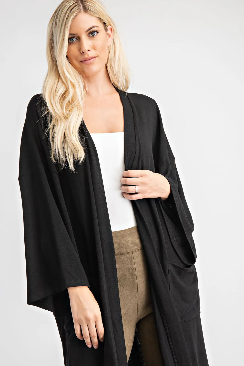 Black Knit Duster Cardigan
