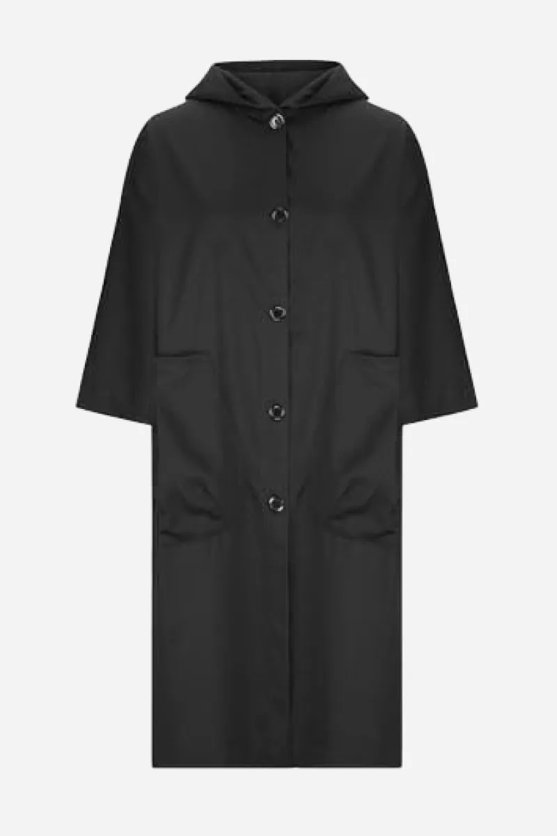 Black One Size Fits All Oversized Water Resistant Windbreaker Jacket