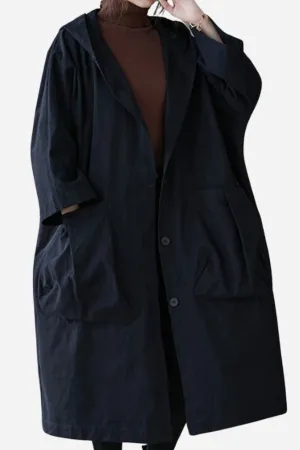 Black One Size Fits All Oversized Water Resistant Windbreaker Jacket