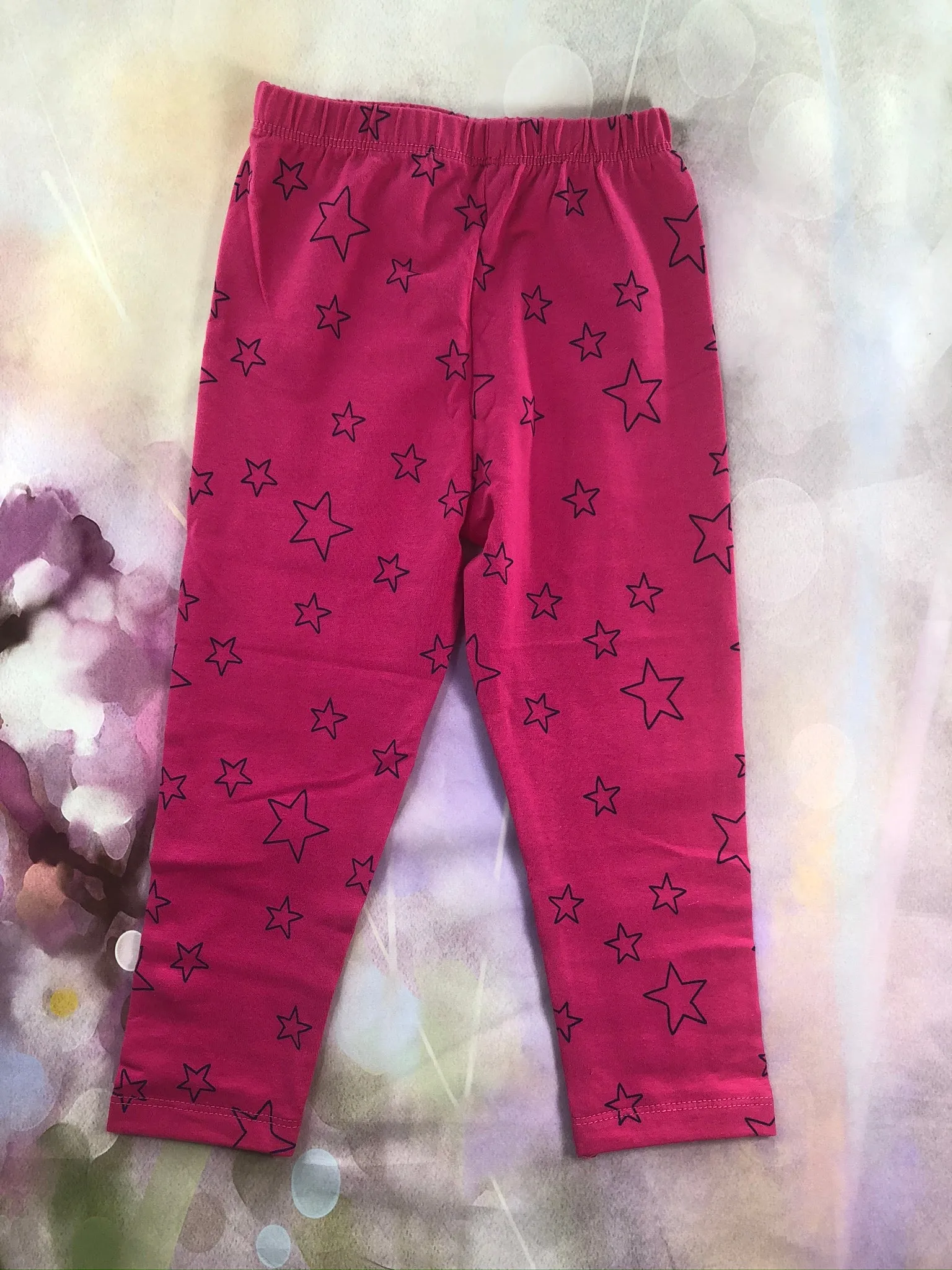 Blue acorn and flowers knit cotton leggings