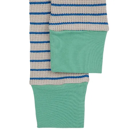 Blue and Grey Stripe Waffle Leggings