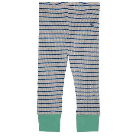 Blue and Grey Stripe Waffle Leggings