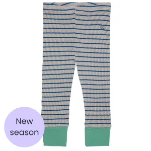 Blue and Grey Stripe Waffle Leggings
