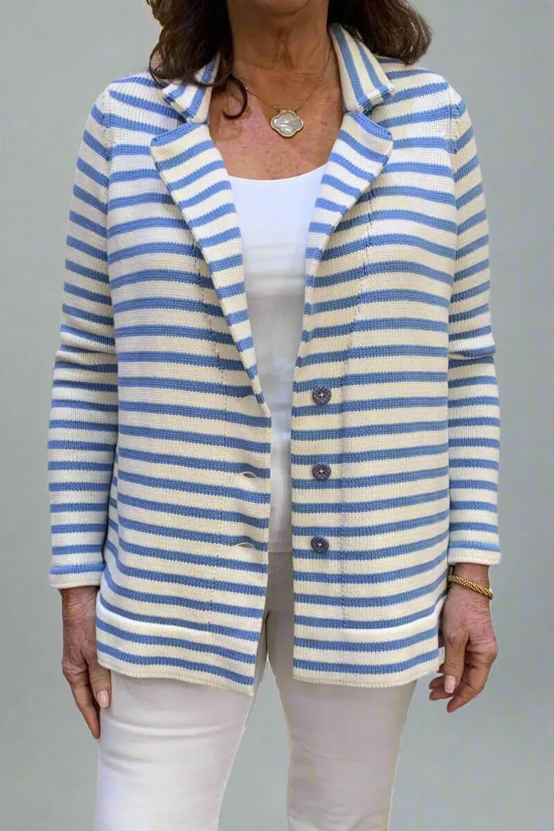 Blue and Ivory Button Down Sweater