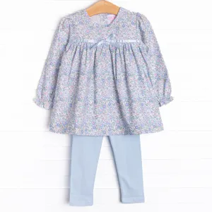 Blue Bouquets Legging Set, Blue
