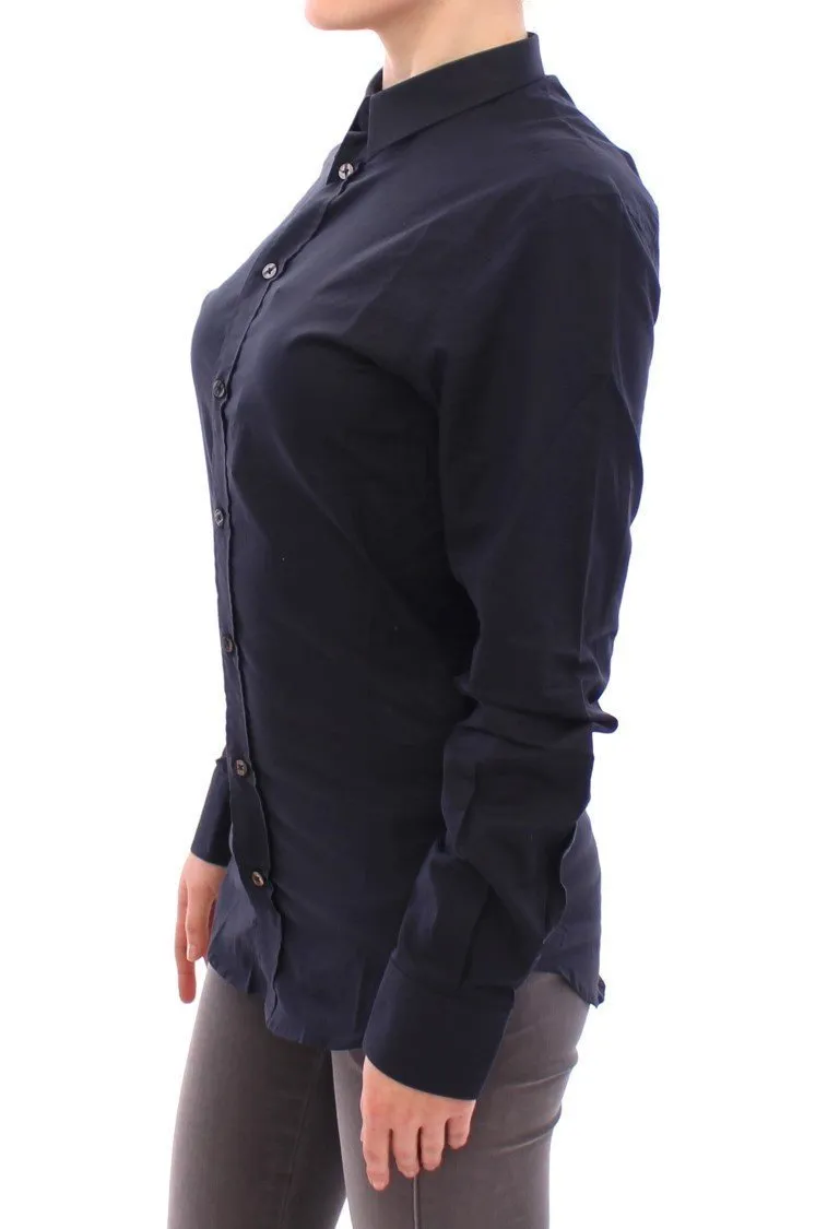Blue Cotton Slim Button Shirt