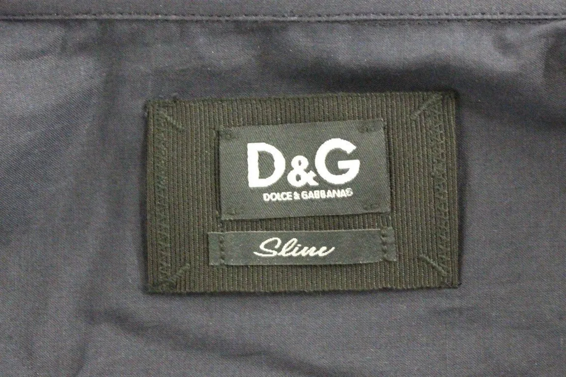 Blue Cotton Slim Button Shirt