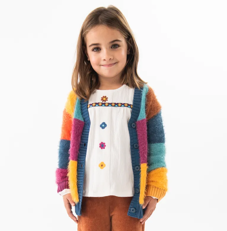 Boboli Patchwork Knit Cardigan
