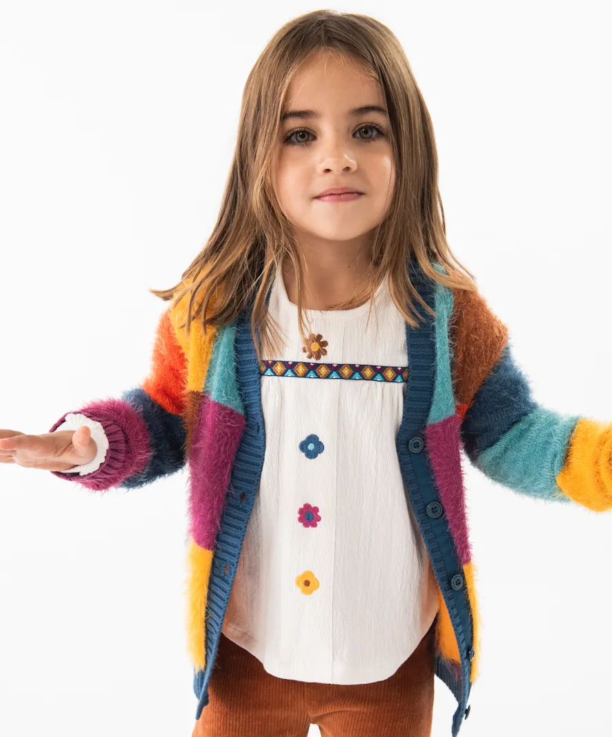 Boboli Patchwork Knit Cardigan