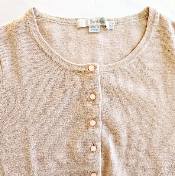 Boden Pink Metallic Cashmere Wool Blend Button Down Fitted Sweater Cardigan 8