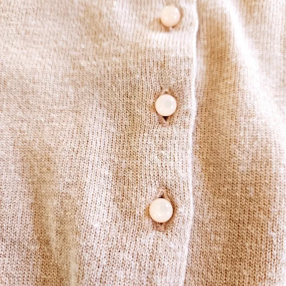 Boden Pink Metallic Cashmere Wool Blend Button Down Fitted Sweater Cardigan 8