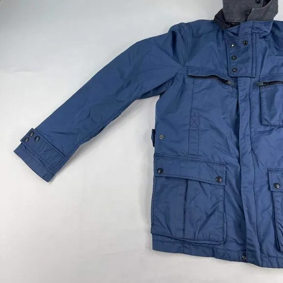 BOSS ORANGE Women Hugo Boss Parka Jacket Size 12 Blue Hoodie Windbreaker Coat