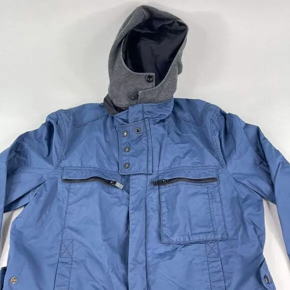 BOSS ORANGE Women Hugo Boss Parka Jacket Size 12 Blue Hoodie Windbreaker Coat