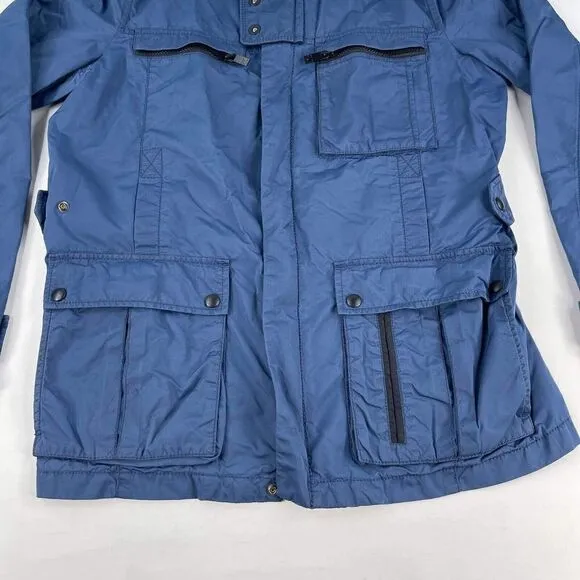 BOSS ORANGE Women Hugo Boss Parka Jacket Size 12 Blue Hoodie Windbreaker Coat