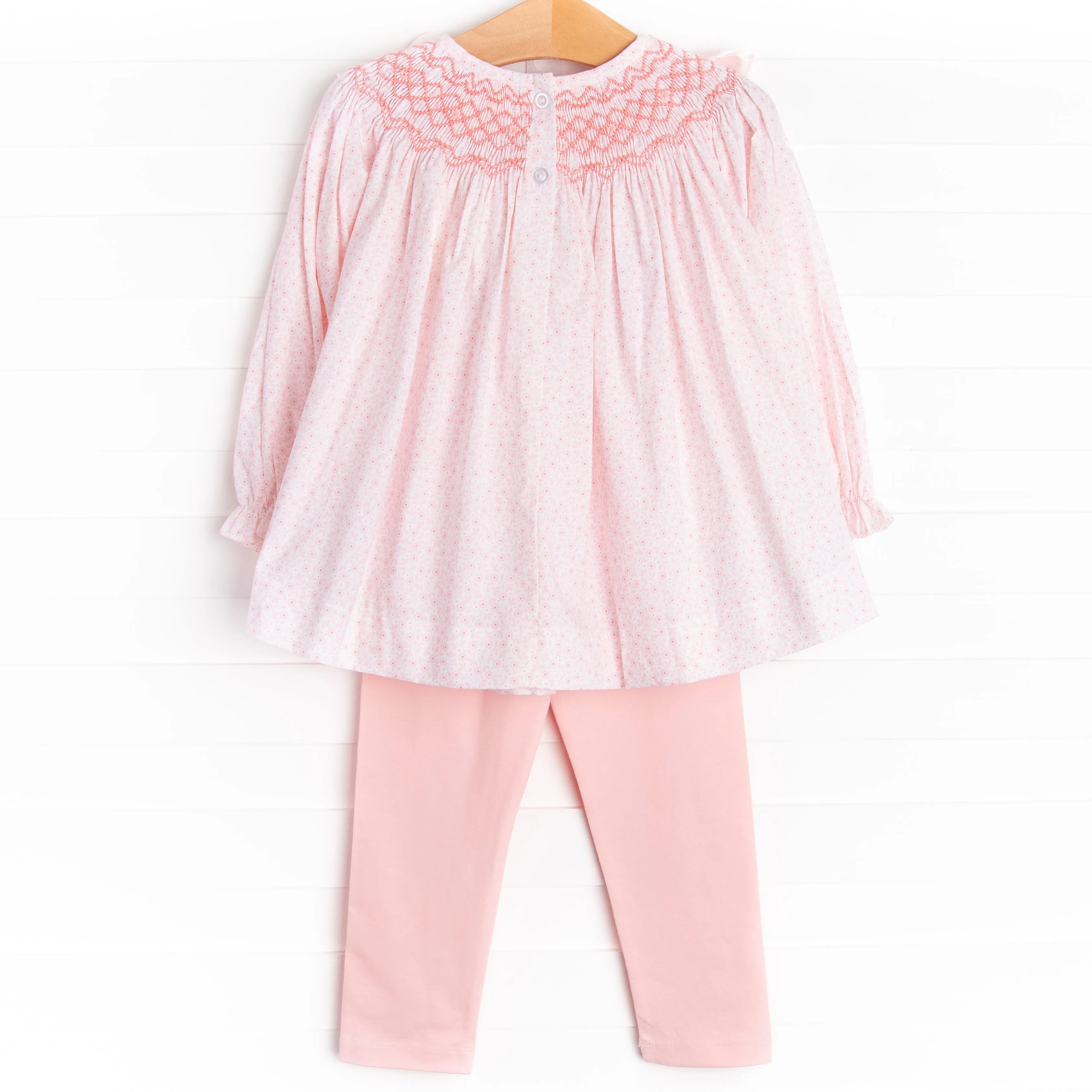 Bow Me Away Smocked Legging Set, Pink