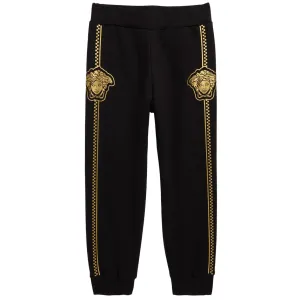 Boys Sweatpants with Medusa Logo-Black