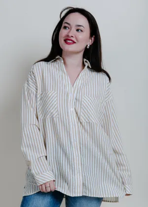 Braylan Striped Button Down Top - Mustard