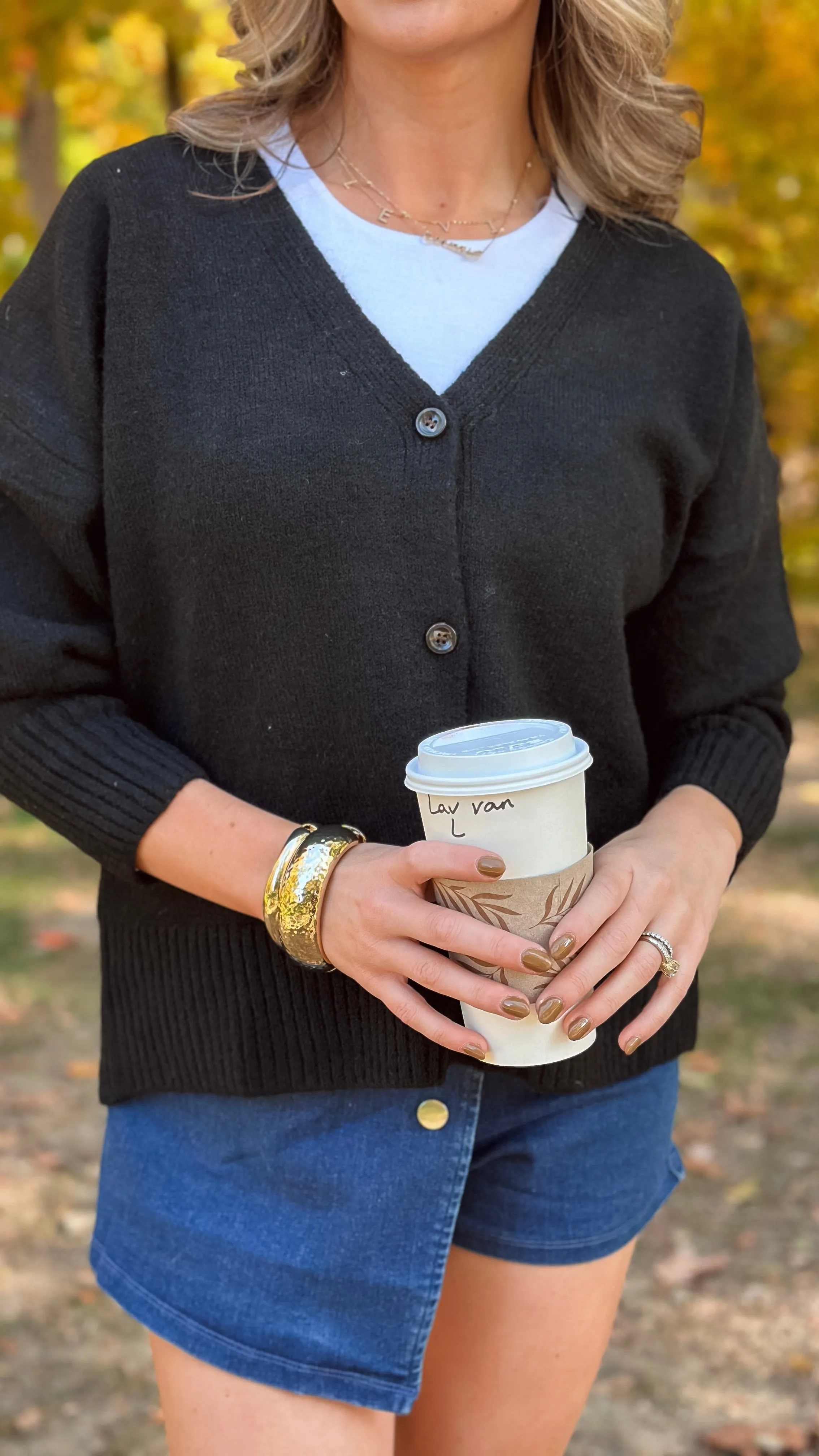 Brookie Black Button Down Cardigan