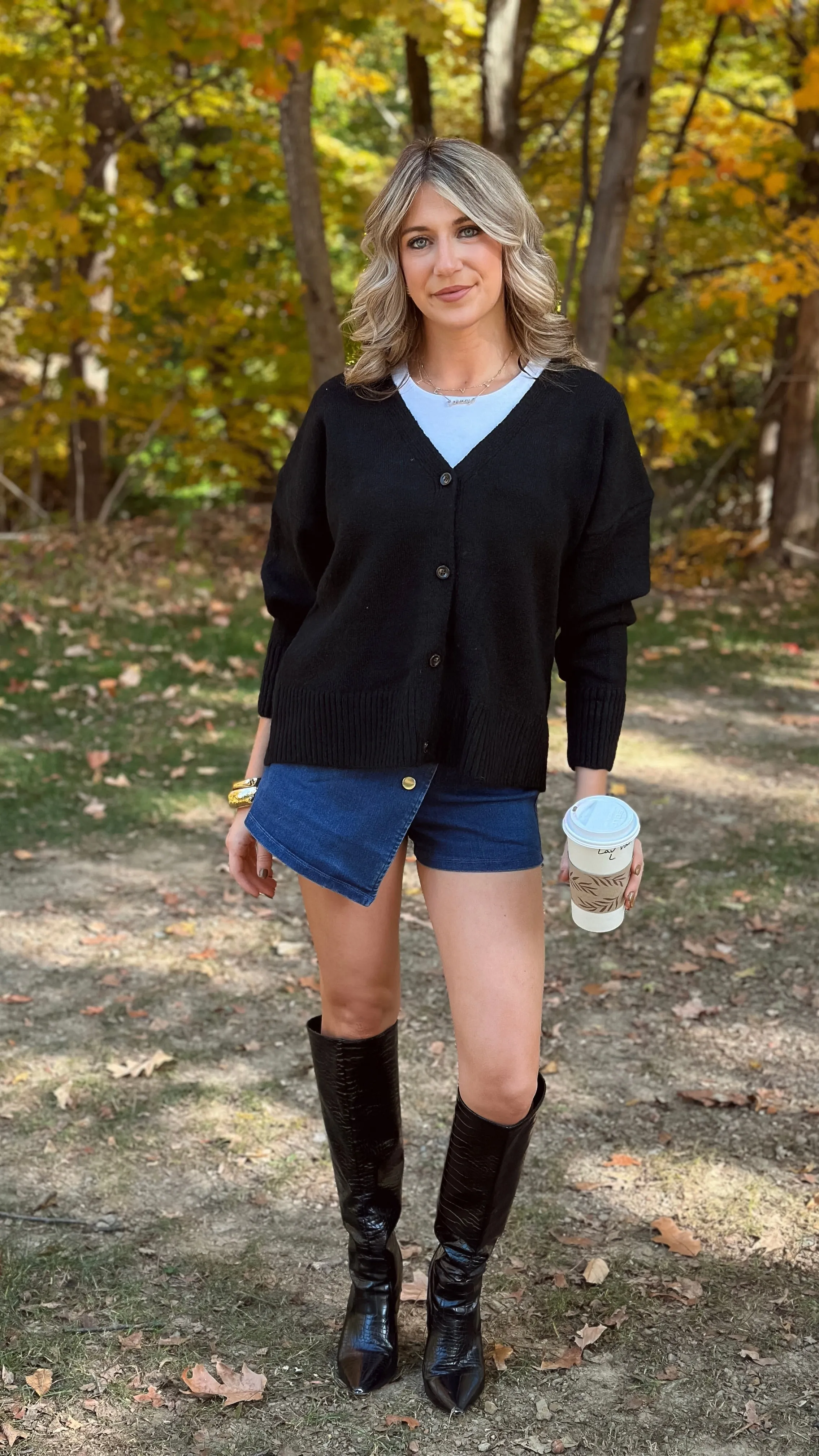 Brookie Black Button Down Cardigan