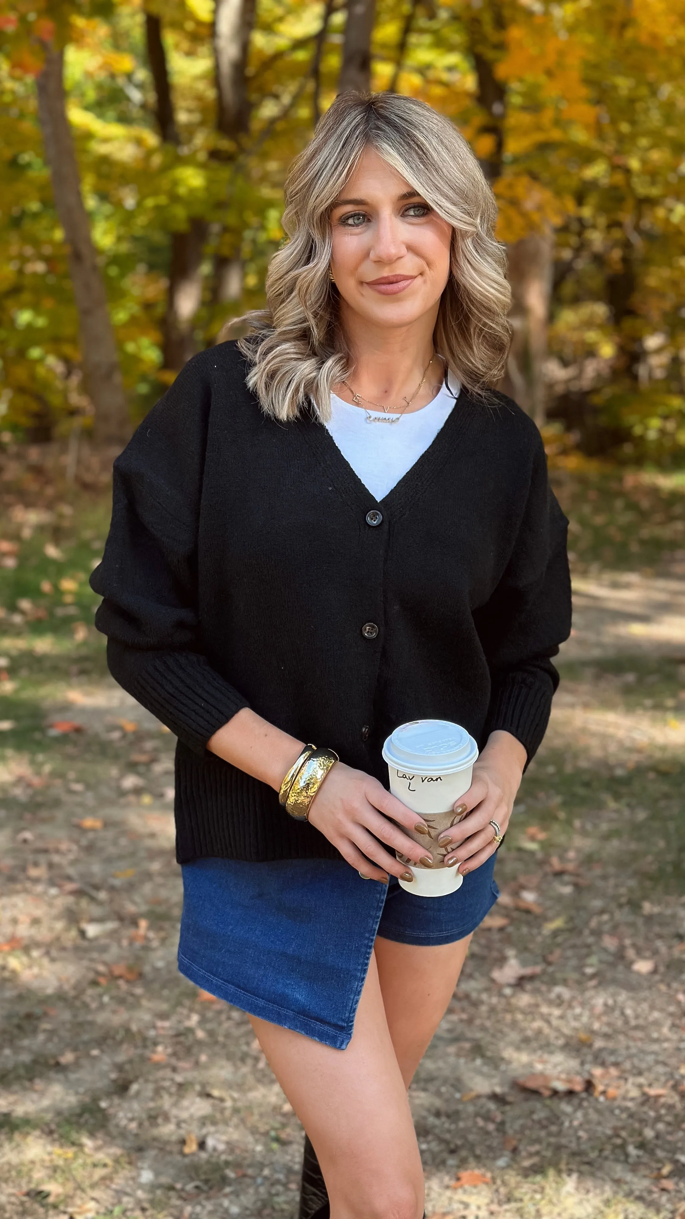 Brookie Black Button Down Cardigan