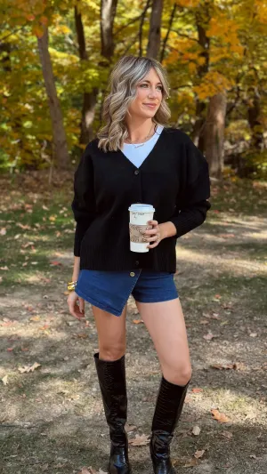 Brookie Black Button Down Cardigan