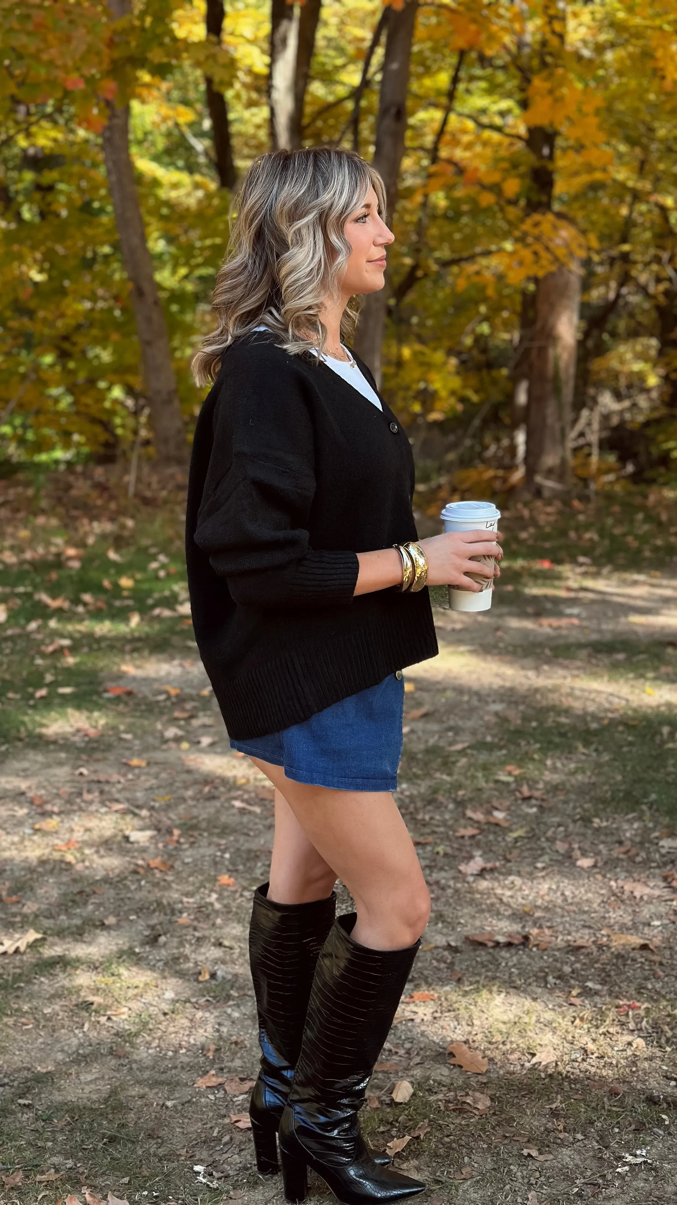 Brookie Black Button Down Cardigan