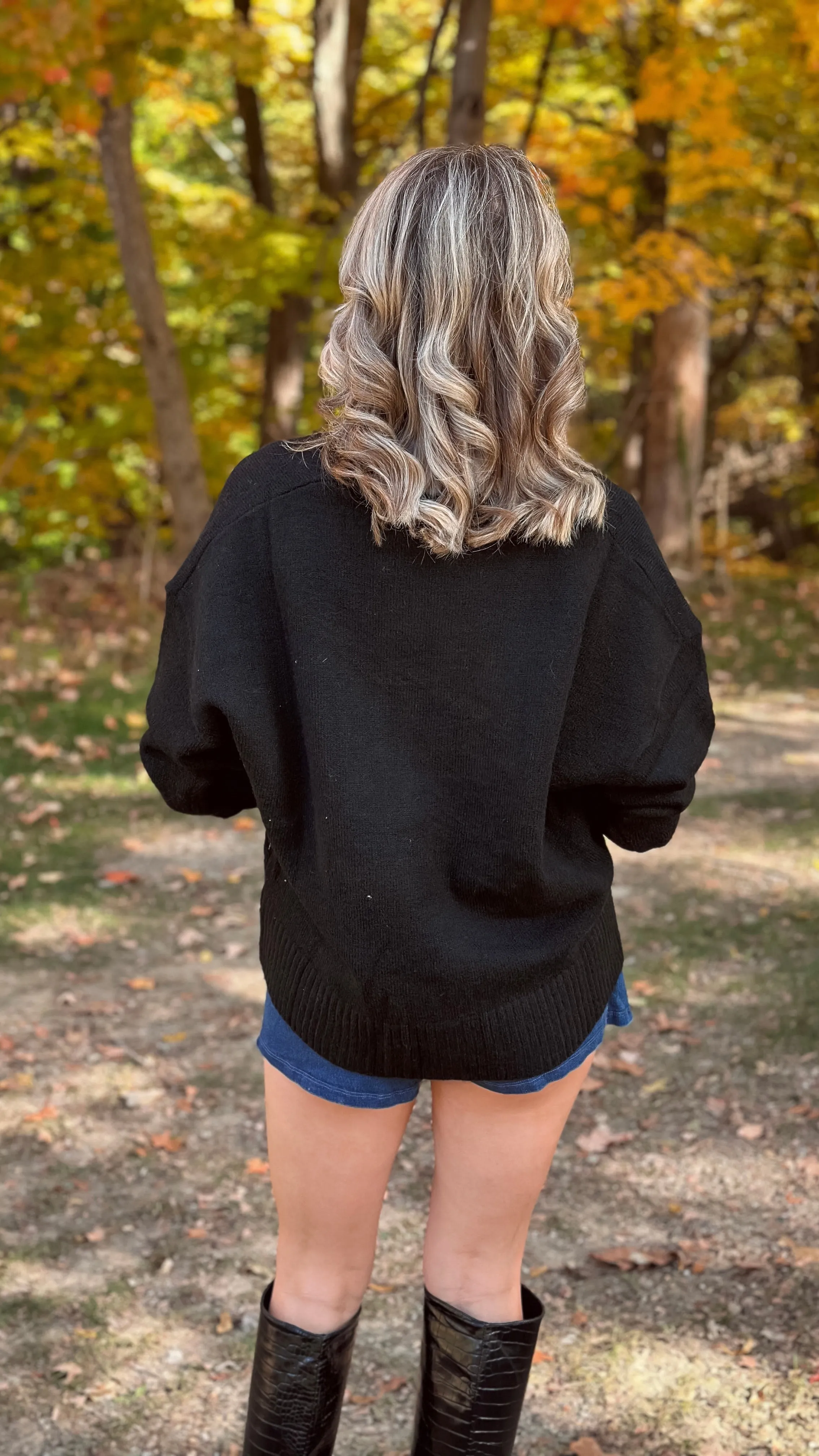 Brookie Black Button Down Cardigan