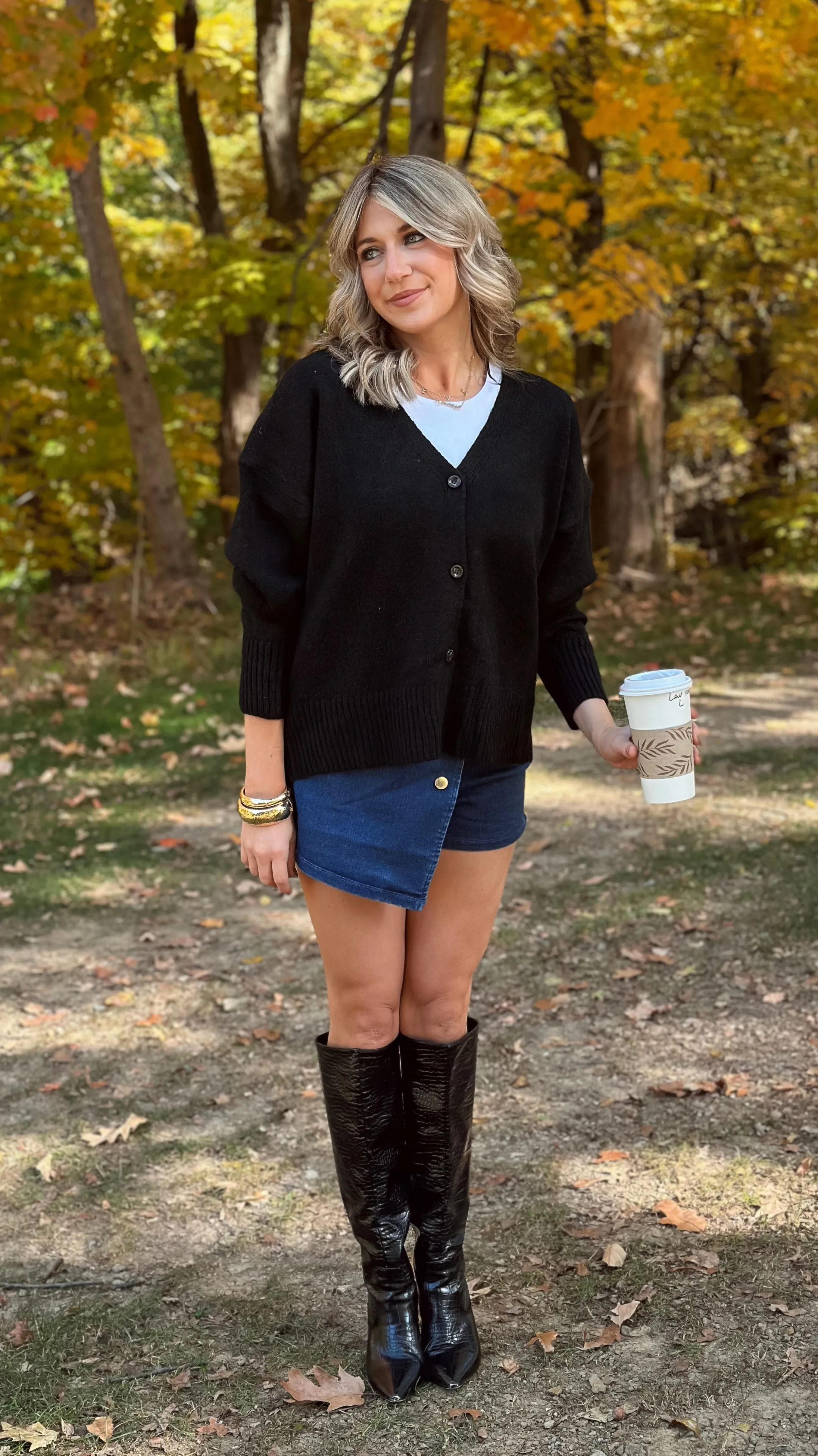 Brookie Black Button Down Cardigan